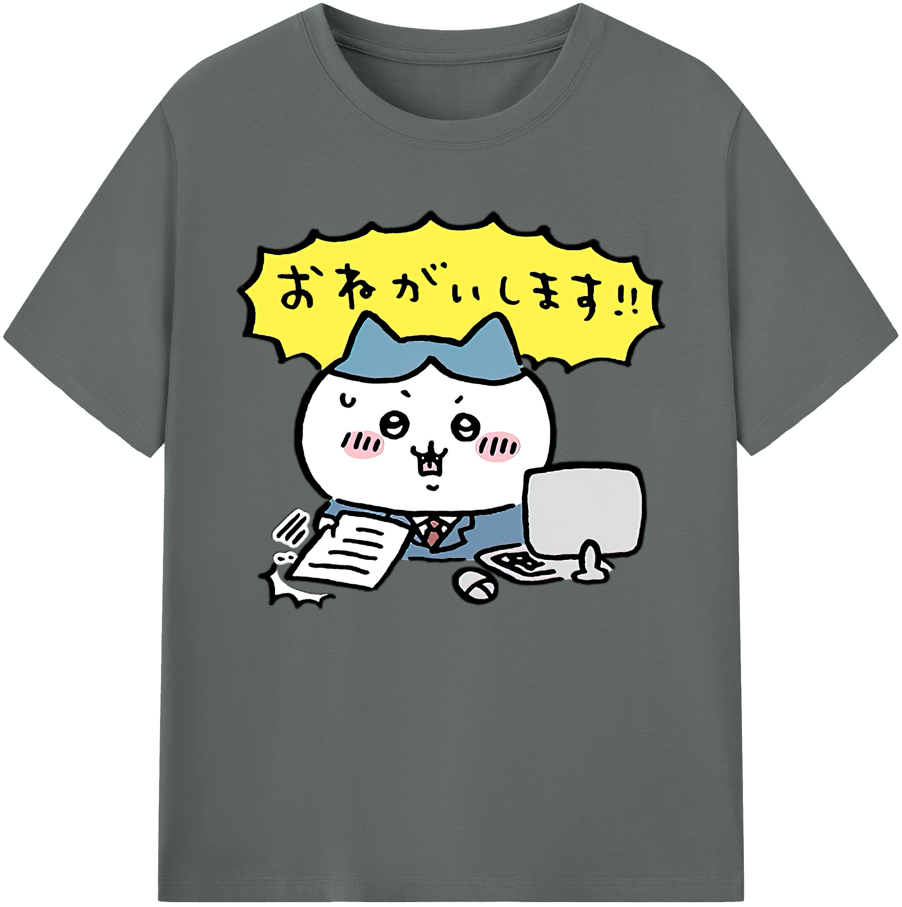 （画像用） ちいかわ ハチワレ Chii-kawa hachiware 綿100％ メンズ半袖Tシャツ｜肌触りやわらか＆通気性